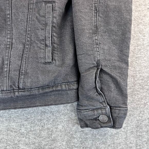 Goodfellow Denim Trucker Jacket Mens Size Small Black Faux Shearling Sherpa - Picture 5 of 11